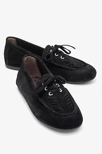 Forever & Always Womens Lorven Leather Lace Up Loafer
