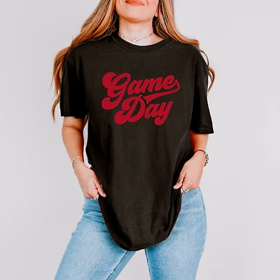 Simply Sage Market - Women's Garment Dyed Graphic T-Shirt Game Day Retro Puff Print