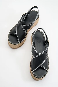 Forever & Always Womens Bellezza Leather Platform Sandals