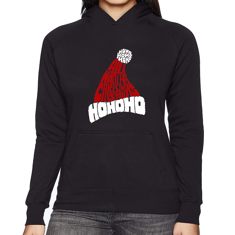 LA Pop Art All I Want For Christmas Is You - Women's Word Hooded Sweatshirt
