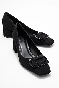 Prologue Shoes Womens Velora Buckle Square Toe Block Heel Pump