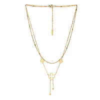 AGP PARIS Womens Diva Double Layered Floral Tassel Chain Y Necklace