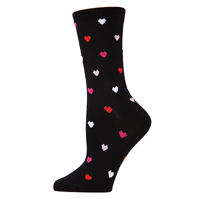 MeMoi Delicate Hearts Bamboo Blend Crew Socks