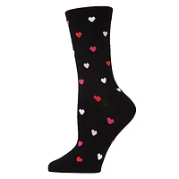 MeMoi Delicate Hearts Bamboo Blend Crew Socks