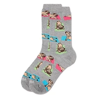 MeMoi Downward Dog Bamboo Blend Crew Socks