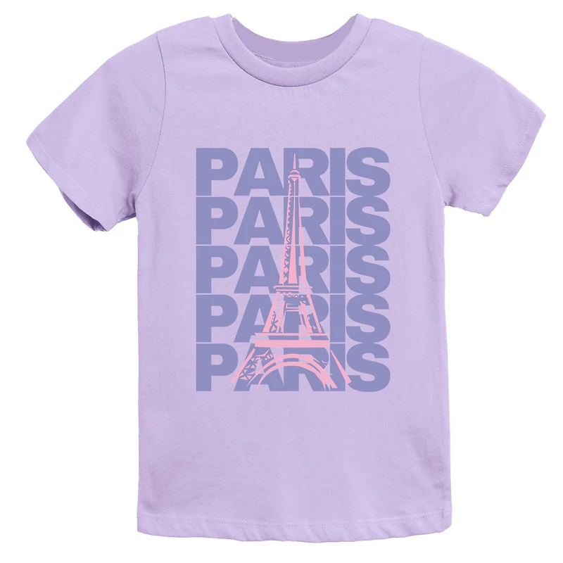 The Juniper Shop - Paris Stacked Purple Youth Short Sleeve Graphic T-Shirt
