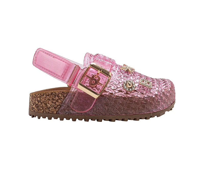 bebe Toddler Girl's Jelly Clogs with Back Strap and Buckle Detail
