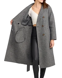 Belle & Bloom Womens Standing Still Wool Blend Belted Coat