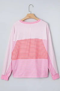 Threaded Pear Women's Alondra Exposed Seam Casual Long Sleeve Top