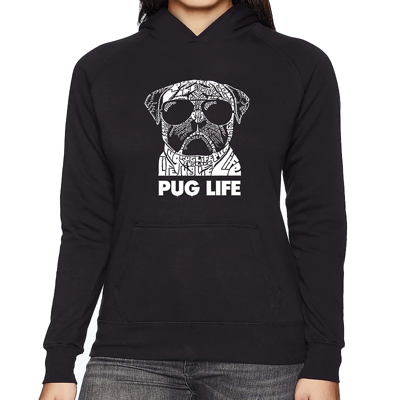 LA Pop Art Pug Life - Women's Word Hooded Sweatshirt
