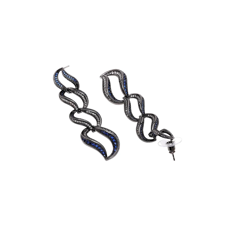 AGP PARIS Womens Dark Blue Curvy Loop Drop Earrings