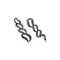 AGP PARIS Womens Dark Blue Curvy Loop Drop Earrings