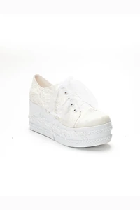 Forever & Always Womens Valencia Lace Platform Bridal Sneaker