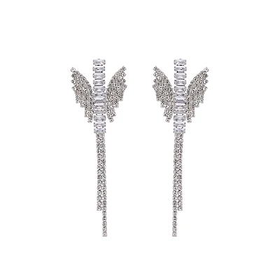 AGP PARIS Womens Sparkling Butterfly Drop Earrings