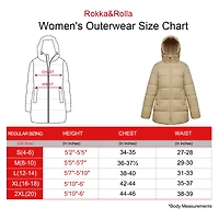 Rokka&Rolla Womens Mid-Length Lightweight Puffer Jacket