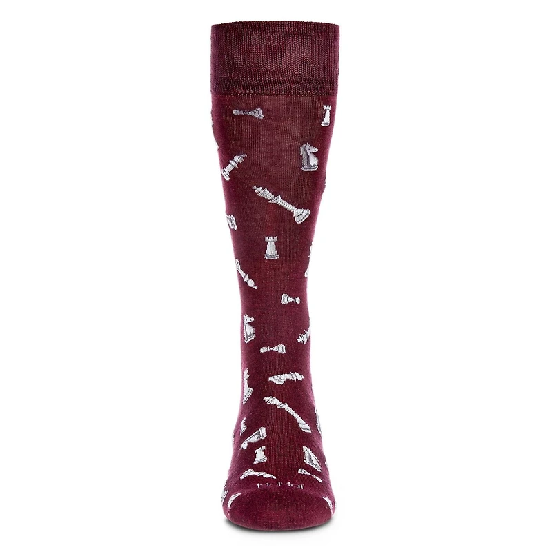 MeMoi Men's Checkmate Chess Rayon From Bamboo Crew Socks