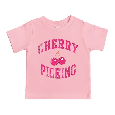 The Juniper Shop - Cherry Picking Varsity Arched Toddler Short Sleeve Graphic T-Shirt