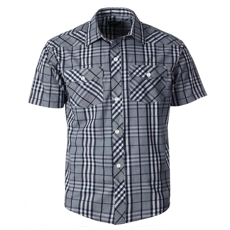 Gioberti Boy's Casual Western Plaid Pearl Snap-on Buttons Short Sleeve Shirt