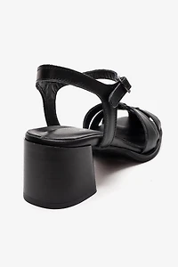 Forever & Always Womens Devora Leather Block Heel Sandal