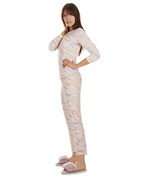 MeMoi Women's Pastel Zebra Long Sleeve Pajama Set