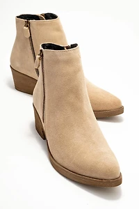Forever & Always Womens Jayer Leather Double-Zip Block Heel Boots