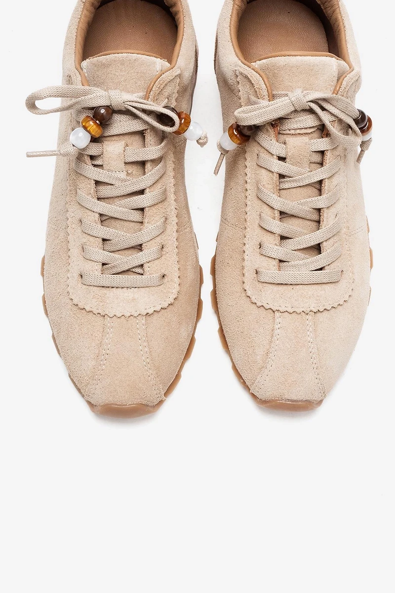 Forever & Always Womens Brea Leather Embellished Sneaker