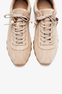 Forever & Always Womens Brea Leather Embellished Sneaker