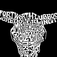LA Pop Art Men's Word T-Shirt - Texas Skull
