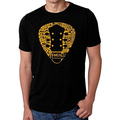 LA Pop Art Men's Cotton-Poly Word T-Shirt - Guitar Pick Genres
