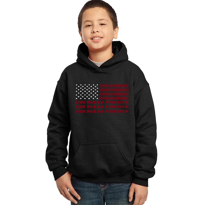 LA Pop Art Boy's Word Hoodie - God Bless America