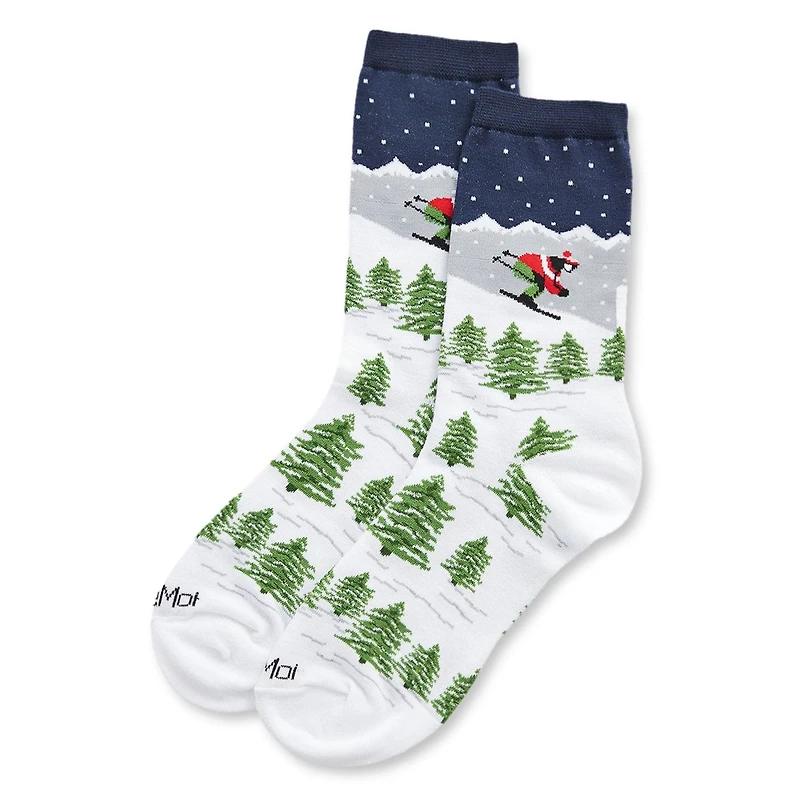 MeMoi Women's Winter Wonderland Holiday Bamboo Blend Crew Socks