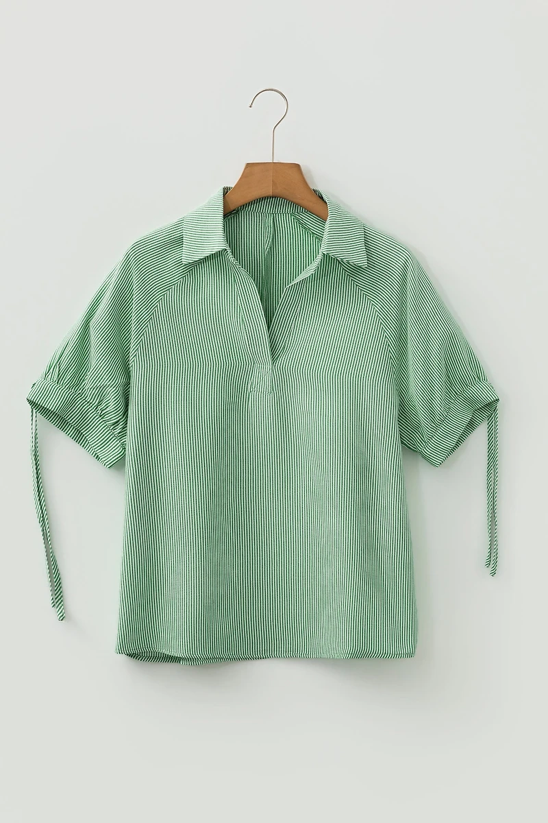 Threaded Pear Women's Alexandra Collared Half Sleeve Blouse
