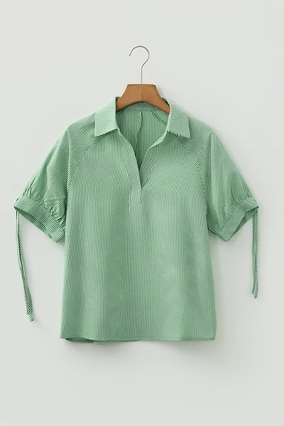 Threaded Pear Women's Alexandra Collared Half Sleeve Blouse
