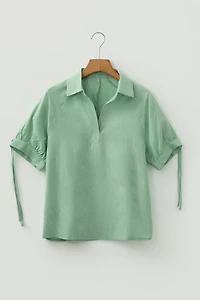 Threaded Pear Women's Alexandra Collared Half Sleeve Blouse