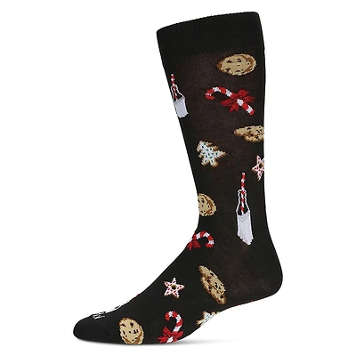 MeMoi Men's Milk & Cookies Holiday Crew Socks