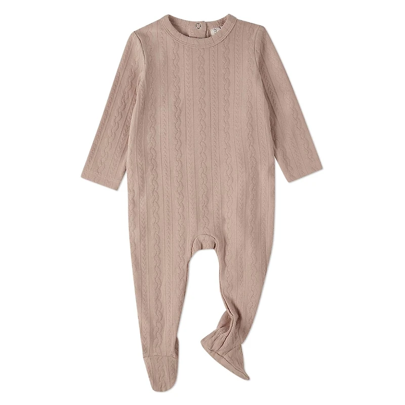 MeMoi Baby and Toddler Cotton-Rich Faux Cable Knit Footie