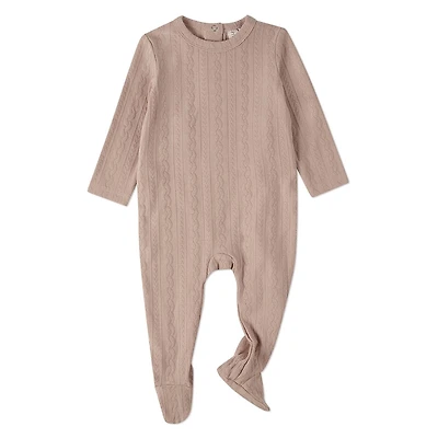 MeMoi Baby and Toddler Cotton-Rich Faux Cable Knit Footie