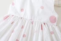 MyKids-USA Polka Dot Pattern Sleeveless Round Collar Dress With Bow