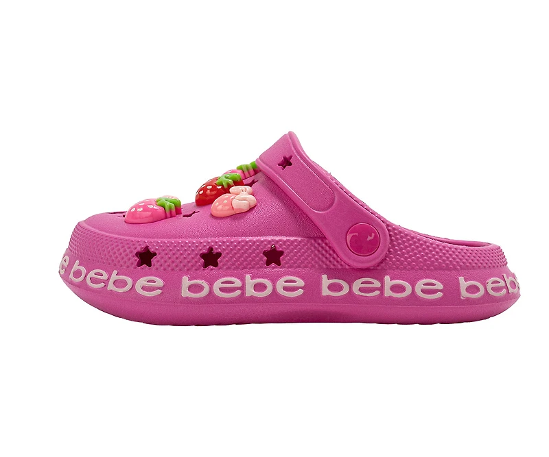 bebe Girl's EVA Lightweight Clogs - Slip On Comfy Shoes with Fruit Charms