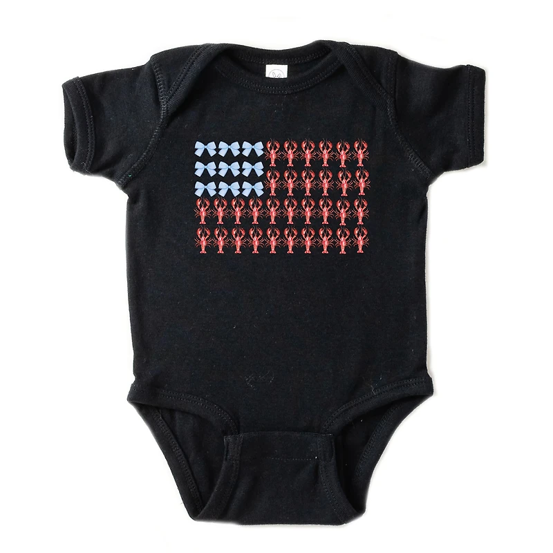 The Juniper Shop - Infant Short Sleeve Graphic Bodysuit Lobster American Flag Coquette