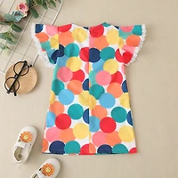 MyKids-USA Baby Pink Polka Dot Dress with Butterfly Flutter Sleeves