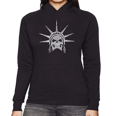 LA Pop Art Freedom Skull - Women's Word Hooded Sweatshirt