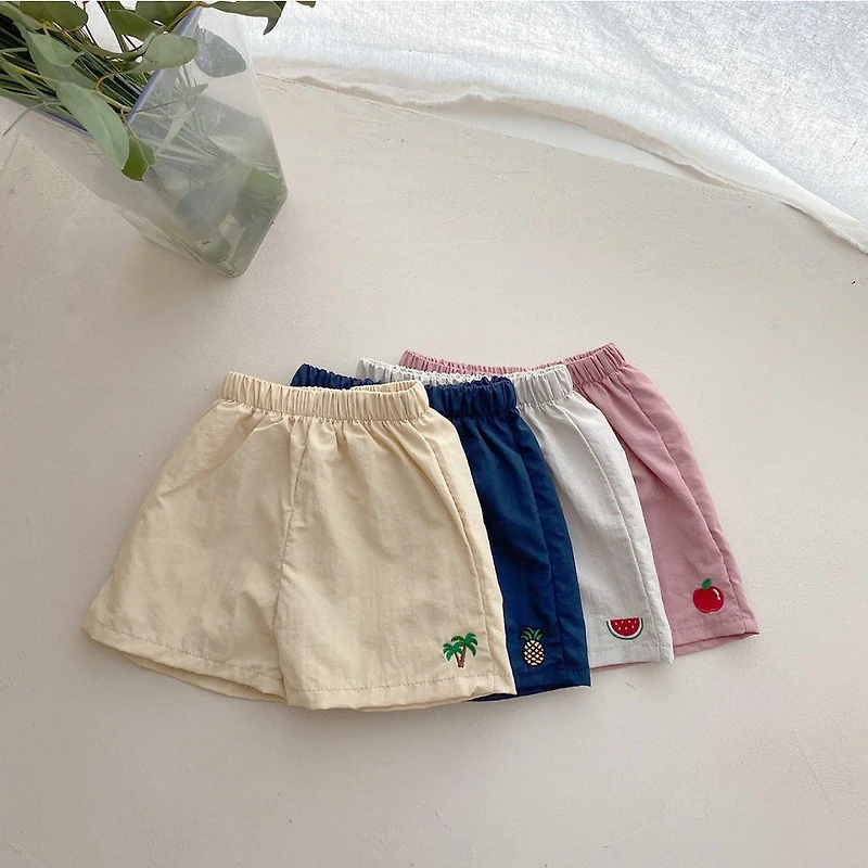 MyKids-USA Baby Fruit Embroidered Pattern Summer Beach Comfy Shorts