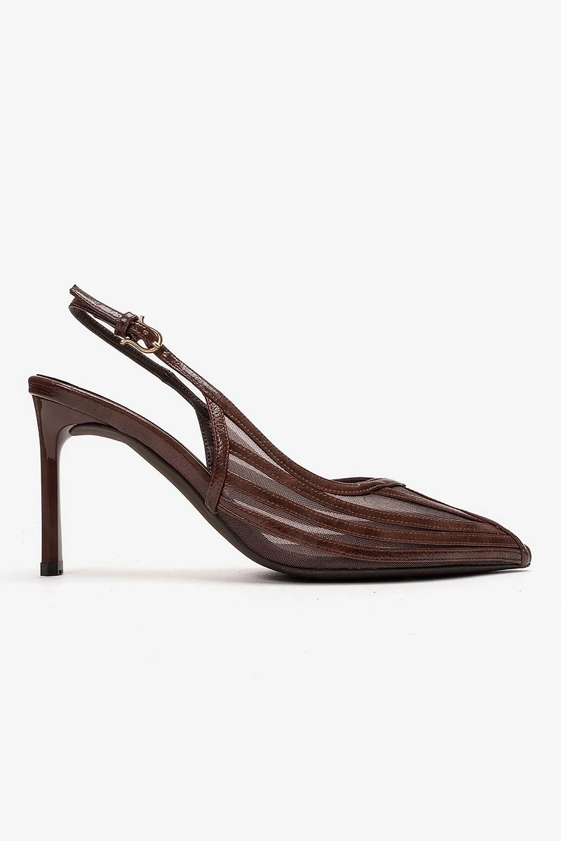 Prologue Shoes Womens Eleana Slingback Mesh Stiletto Pump