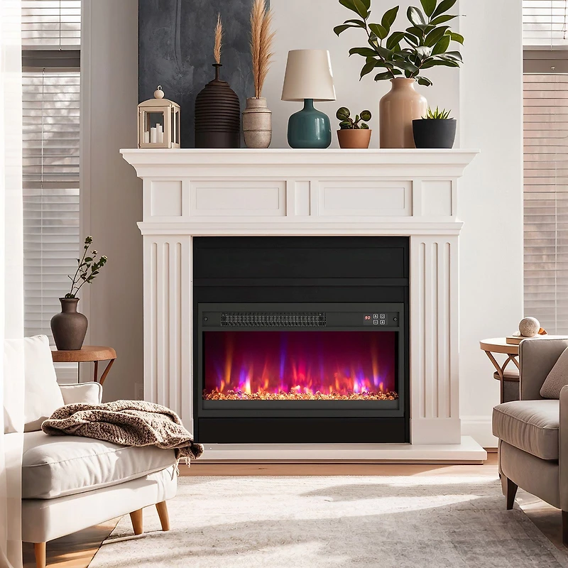 SlickBlue Modern Recessed Electric Fireplace Heater with Adjustable Flame Effect