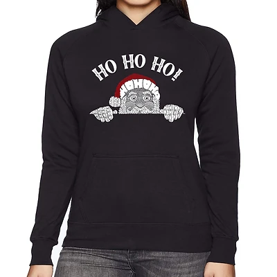 LA Pop Art Peeking Santa - Women's Word Hooded Sweatshirt