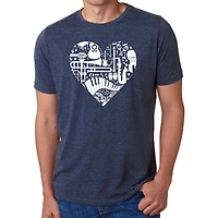 LA Pop Art Men's Cotton/Poly Blend Graphic T-Shirt - Musical Instrument Heart