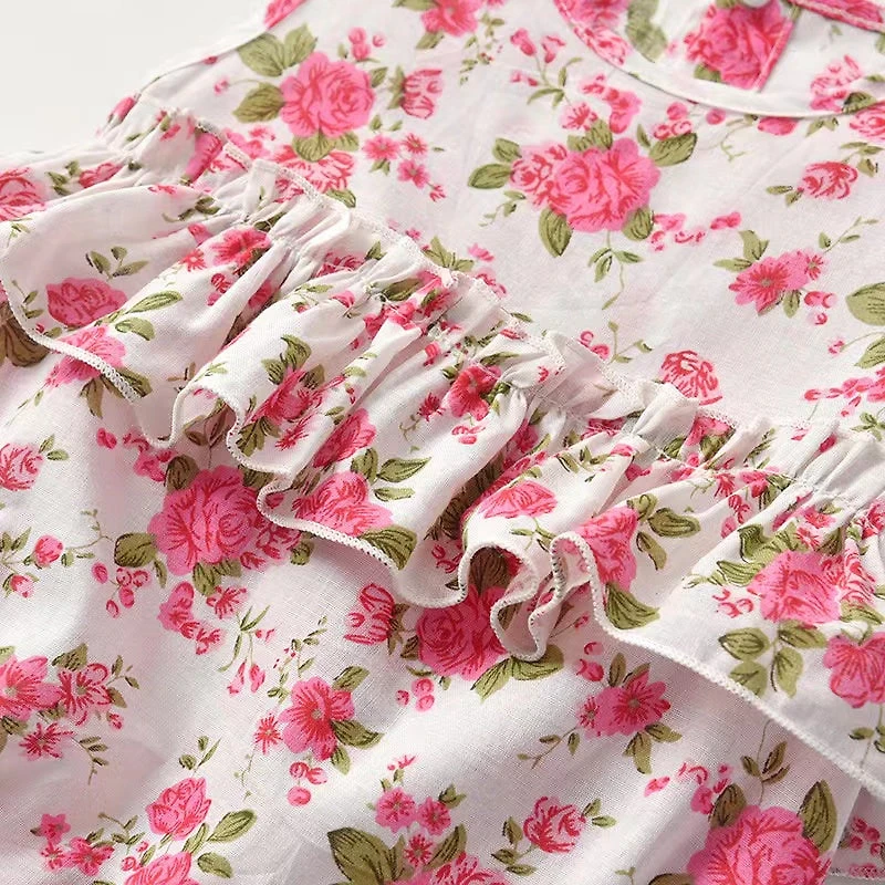 MyKids-USA Baby Girl Floral Print Graphic Ruffle Design Sleeveless bodysuit & Headband
