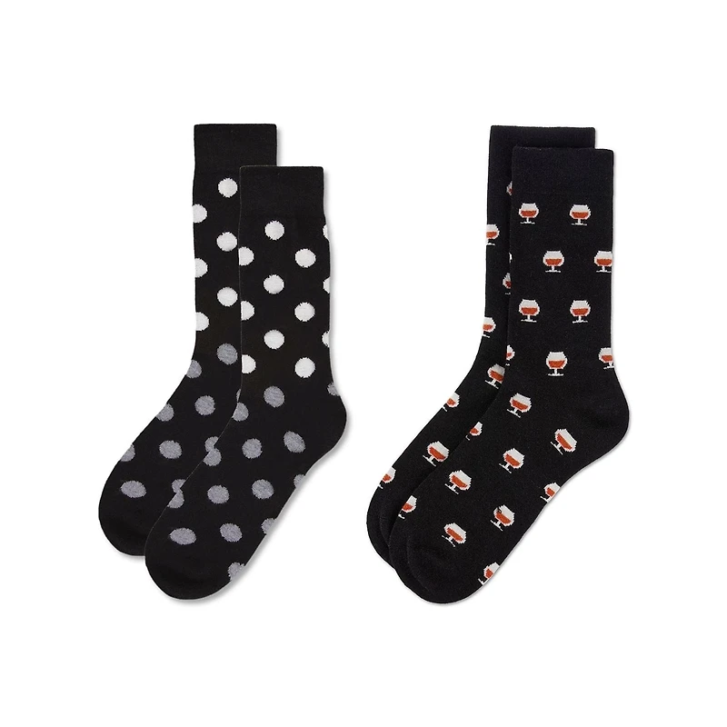 MeMoi 2-Pair Men's Cashmere Blend Assorted Novelty Crew Socks