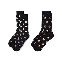 MeMoi 2-Pair Men's Cashmere Blend Assorted Novelty Crew Socks